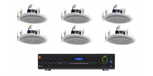 Комплект акустики 6 потолочных динамика JBL 8128 | Bluetooth | 6х6Вт